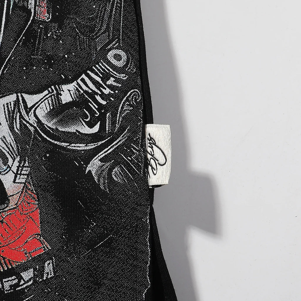 Heavy Fabric Cotton Vintage Wash Black T-Shirt Letters Rhinestone Tee Skeleton Graphics Print casual F-Terry Crop Top Tees Tags