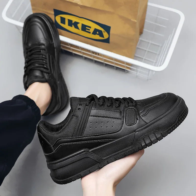 Leather Men Casual Sneakers White Platform Walking Running Shoes Lightweight Breathable Tennis Shoes Fashion Man Sport Shoes
