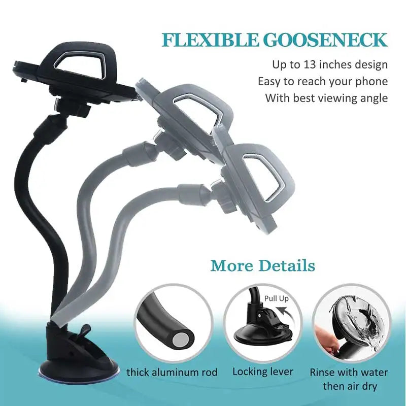 Long Arm Car 360 Rotation Phone Holder Windshield Dashboard Suction Cup Mount Auto Smartphone Sucker Support Stand. Universal Car Phone holder