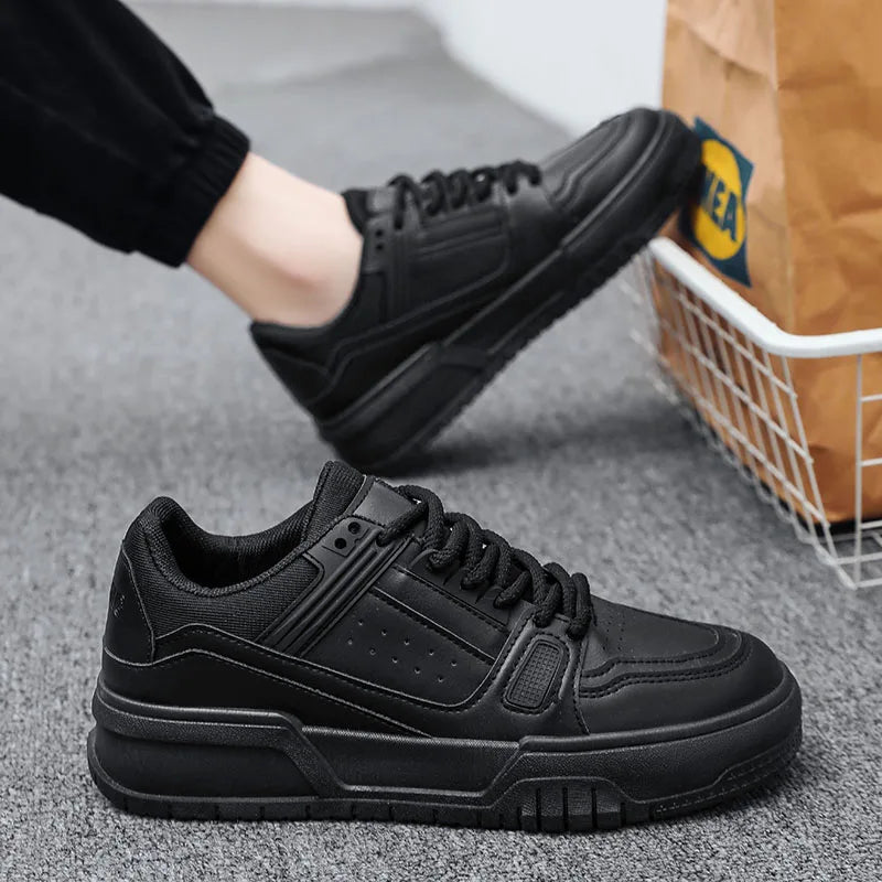 Leather Men Casual Sneakers White Platform Walking Running Shoes Lightweight Breathable Tennis Shoes Fashion Man Sport Shoes