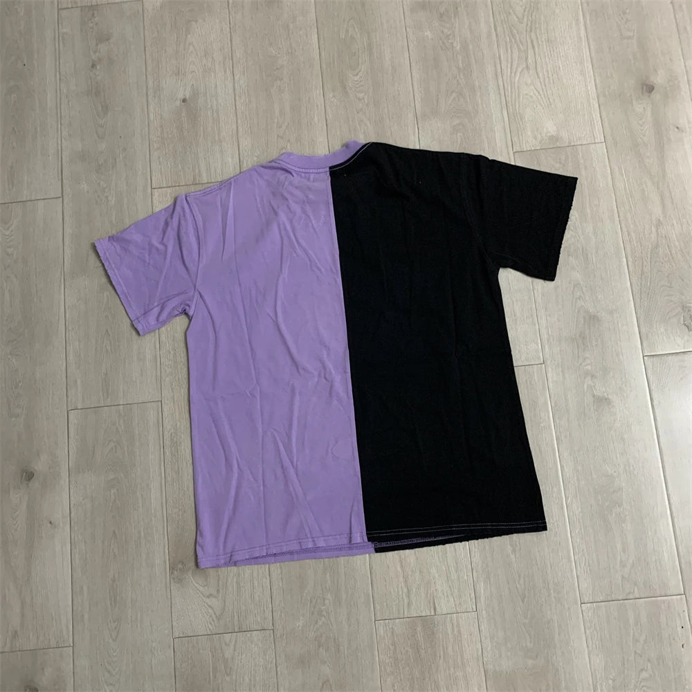 Patchwork Purple and Black Duaa Cartoon pattern printing T-Shirts Men Women High Quality Tee T Shirt