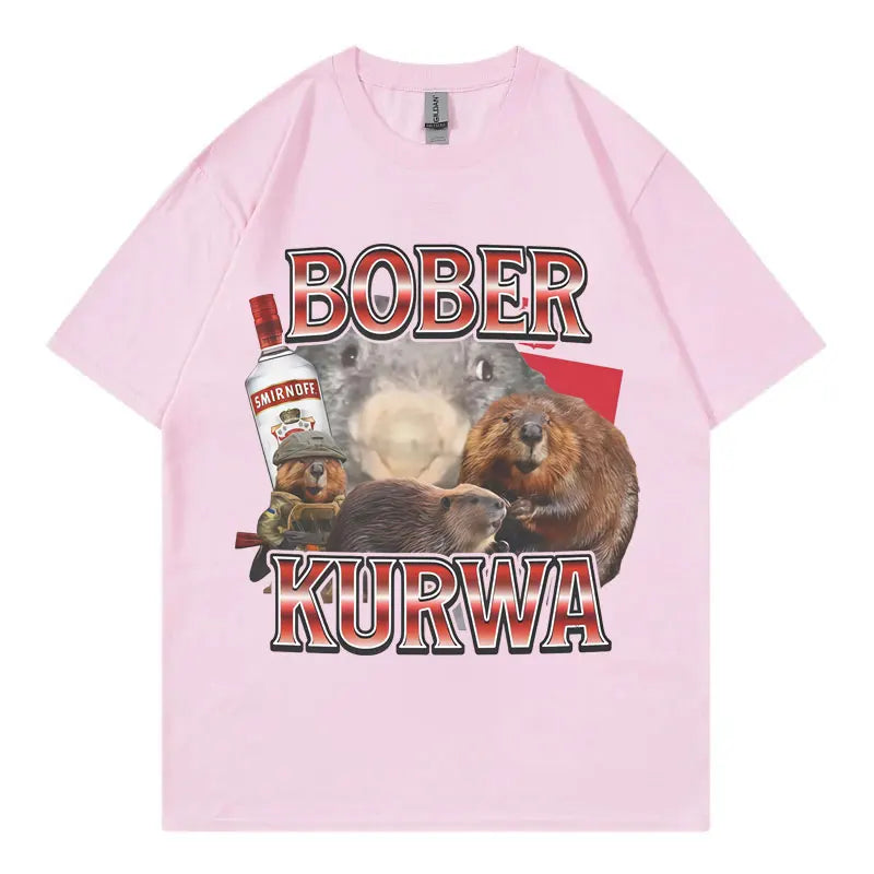 Tee Shirt Homme Graphic T-Shirts Men Tshirt for Men Ropa Hombre Bober Kurwa Fun Mouse Meme Short Sleeved Round Neck Y2k Tshirt