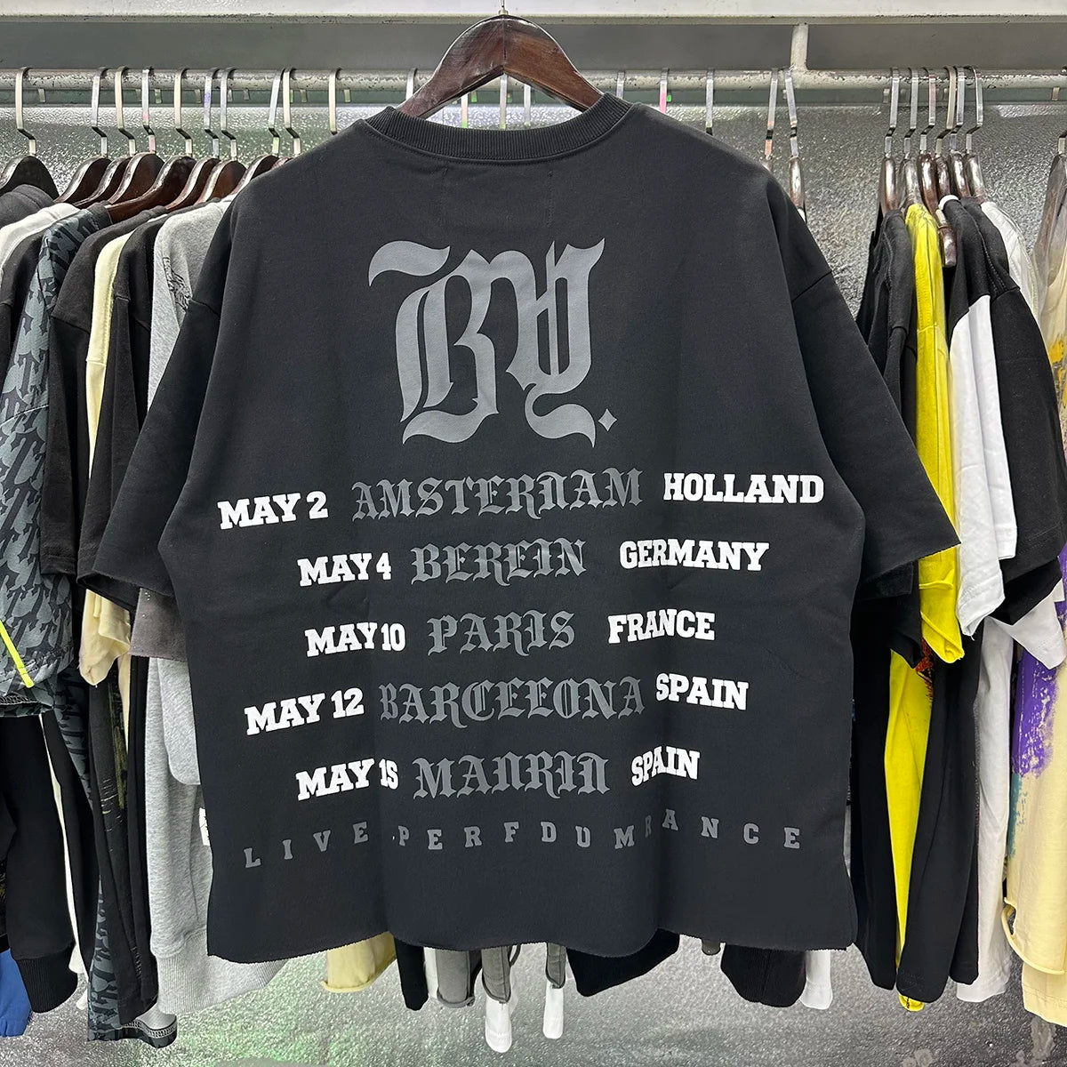 Heavy Fabric Cotton Vintage Wash Black T-Shirt Letters Rhinestone Tee Skeleton Graphics Print casual F-Terry Crop Top Tees Tags