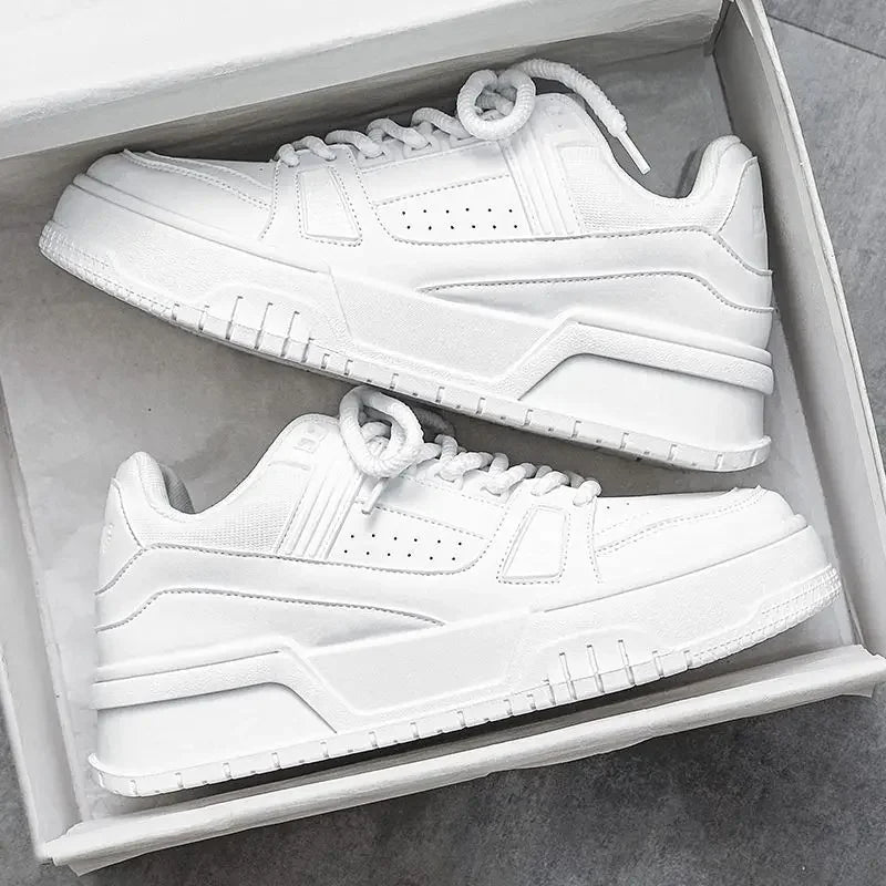 Men Black Casual Skate Shoes Spring Autumn Minimalist Design Thick Sole Height Increasing Youth Sports Fashion Sneakers