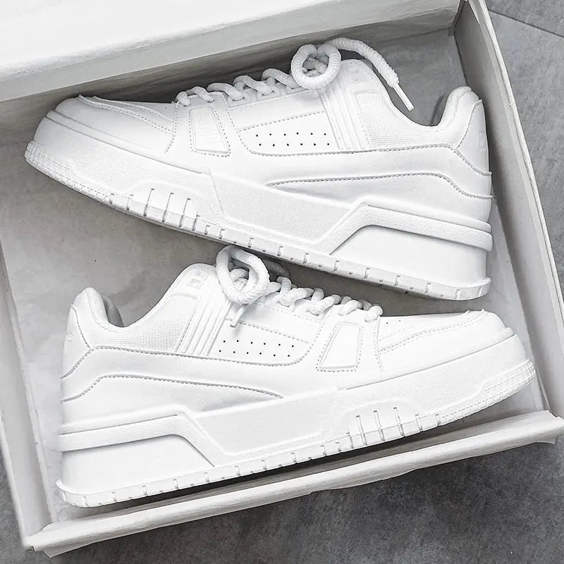 Men's Spring Autumn Unique Design Versatile Casual Pure Black Sneakers Teen Sports Thick Bottom Heightening Trendy Loers