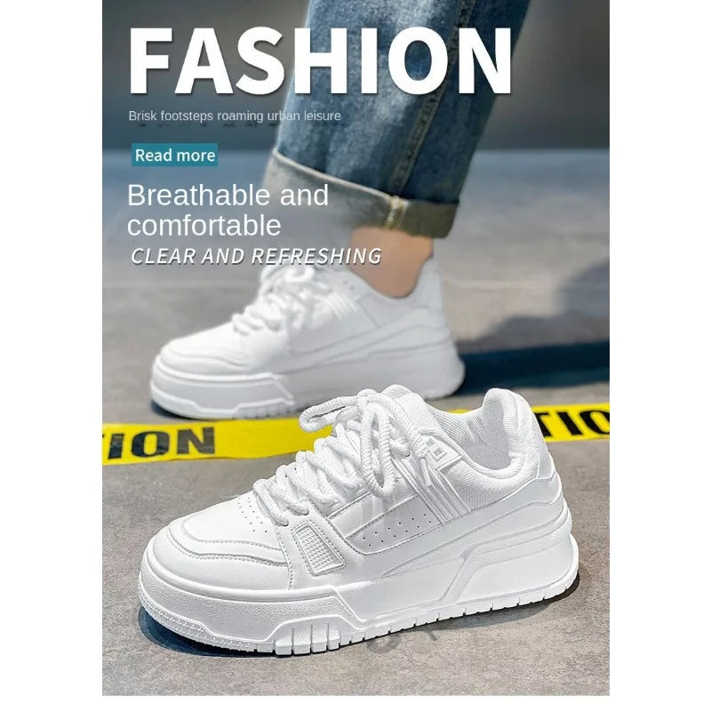 Men's Spring Autumn Unique Design Versatile Casual Pure Black Sneakers Teen Sports Thick Bottom Heightening Trendy Loers