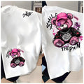 European and American men's summer horror teddy bear print comfortable breathable round neck T-shirt outdoor street top