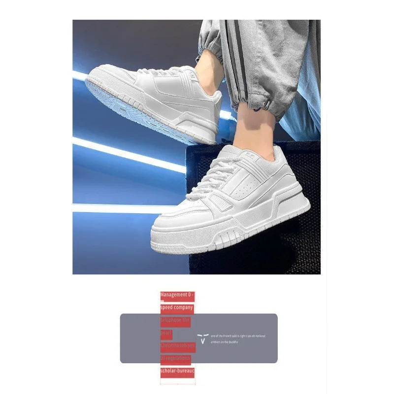 Men Black Casual Skate Shoes Spring Autumn Minimalist Design Thick Sole Height Increasing Youth Sports Fashion Sneakers