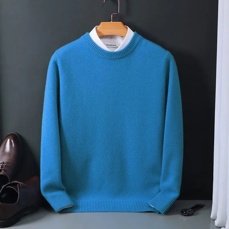 Hot Sale Cashmere Men's Sweater O-Neck Knitted Jumpers Long Sleeve Male Pullover  Soft Warm Woolen Fashion Clothing Big Size