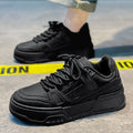 Men's new autumn breathable black shoes for boys and teenagers, sports thick soled casual board shoes