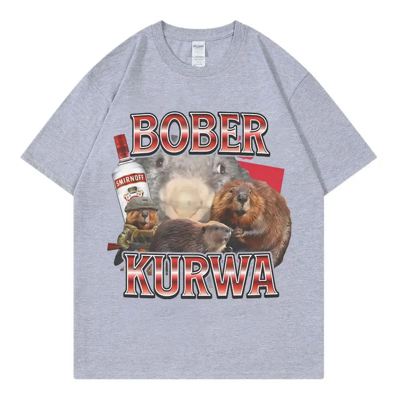Tee Shirt Homme Graphic T-Shirts Men Tshirt for Men Ropa Hombre Bober Kurwa Fun Mouse Meme Short Sleeved Round Neck Y2k Tshirt
