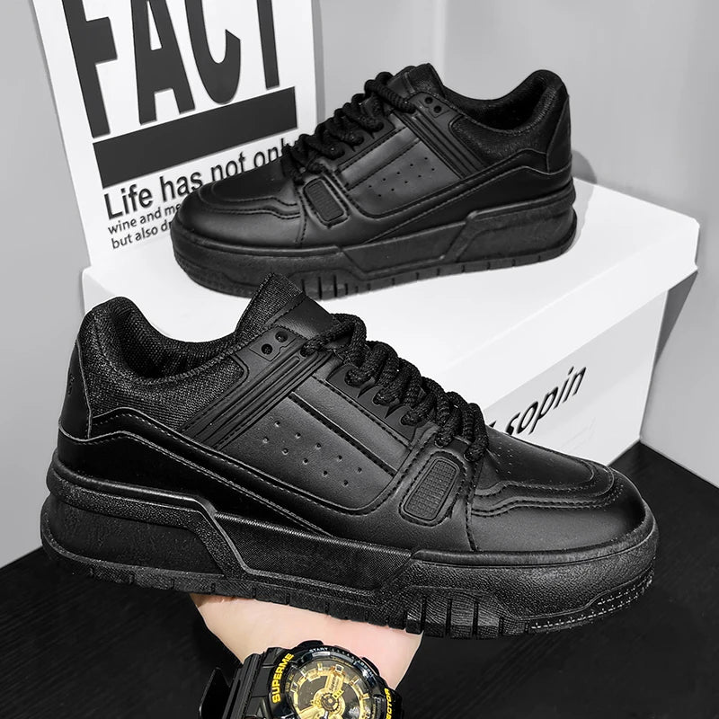 Leather Men Casual Sneakers White Platform Walking Running Shoes Lightweight Breathable Tennis Shoes Fashion Man Sport Shoes