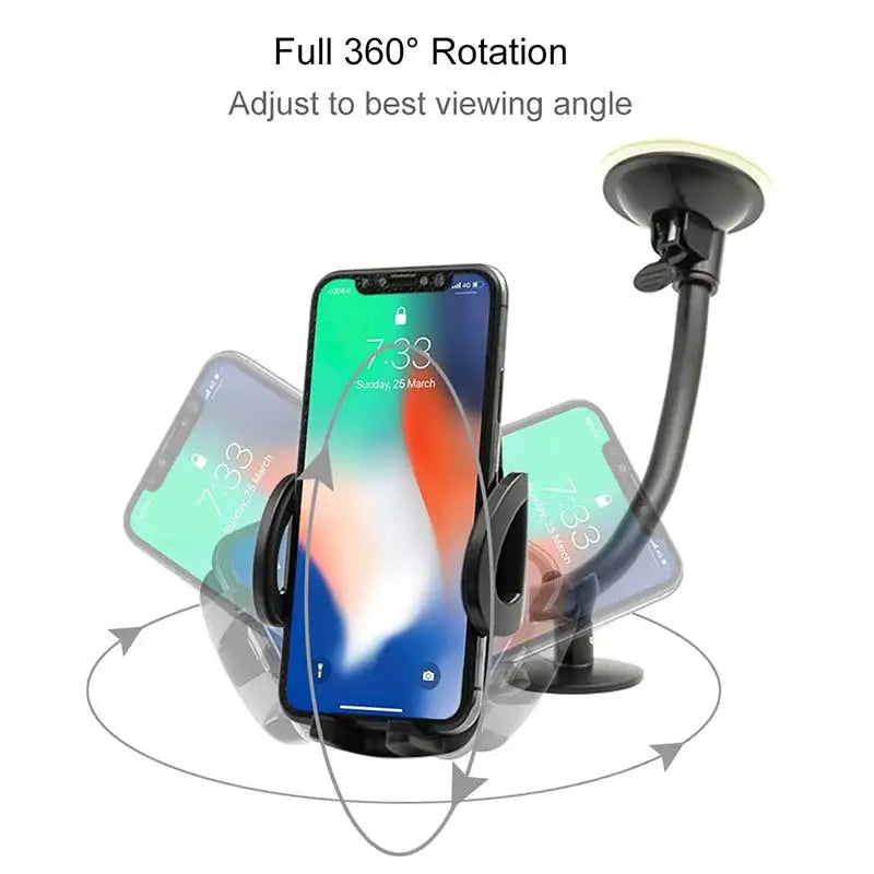 Long Arm Car 360 Rotation Phone Holder Windshield Dashboard Suction Cup Mount Auto Smartphone Sucker Support Stand. Universal Car Phone holder