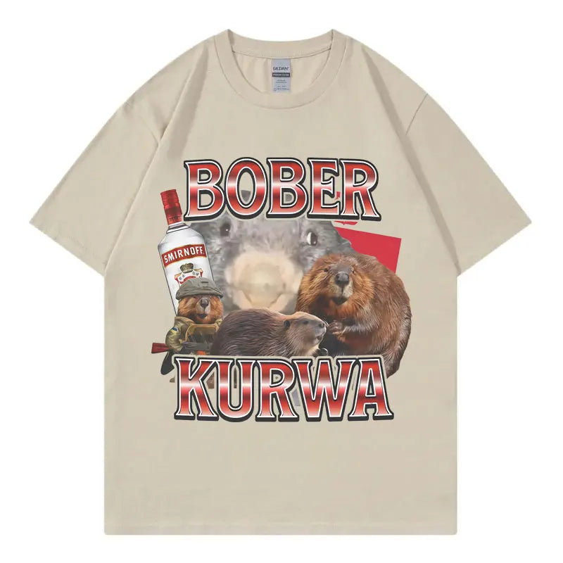 Tee Shirt Homme Graphic T-Shirts Men Tshirt for Men Ropa Hombre Bober Kurwa Fun Mouse Meme Short Sleeved Round Neck Y2k Tshirt